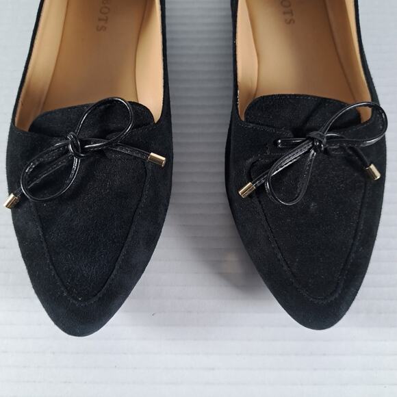 Talbots Francesca Driving Flats Womens 7.5 Black Suede Leather Pointed Toe Shoes - Picture 4 of 14